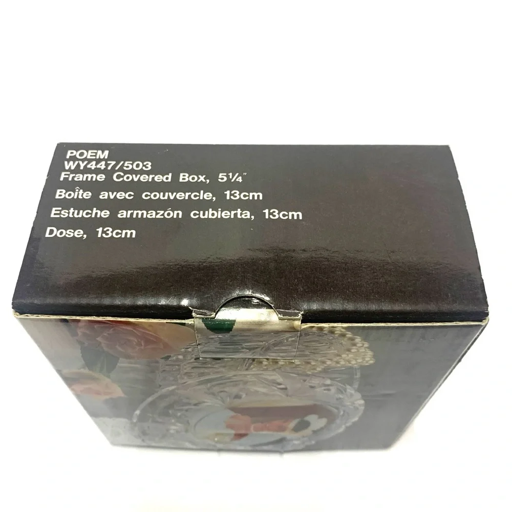 Vintage Studio Nova Poem Crystal Trinket Jewelry Box with Photo Frame Lid